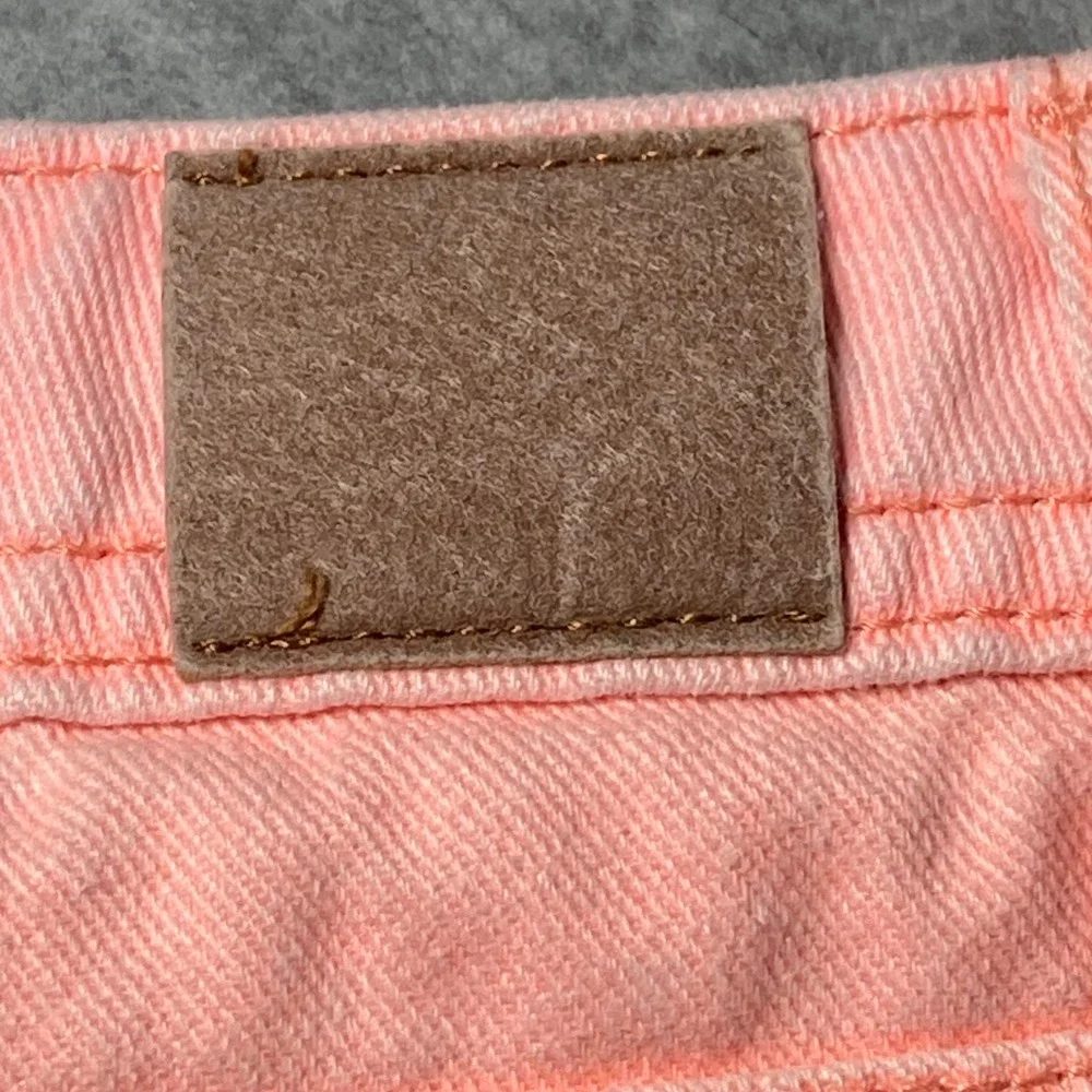 Justice Denim Shorts Girls Size 12.5 Pastel Peach Pink Summer Casual EUC